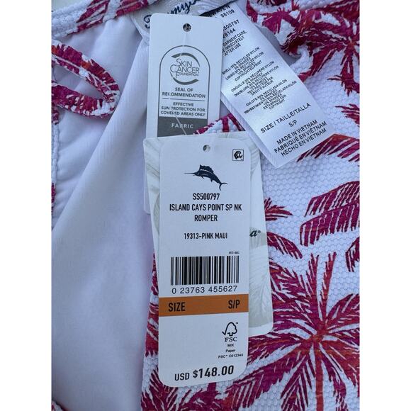 Tommy Bahama Island Cays split neck romper women size Small pink - Picture 3 of 3